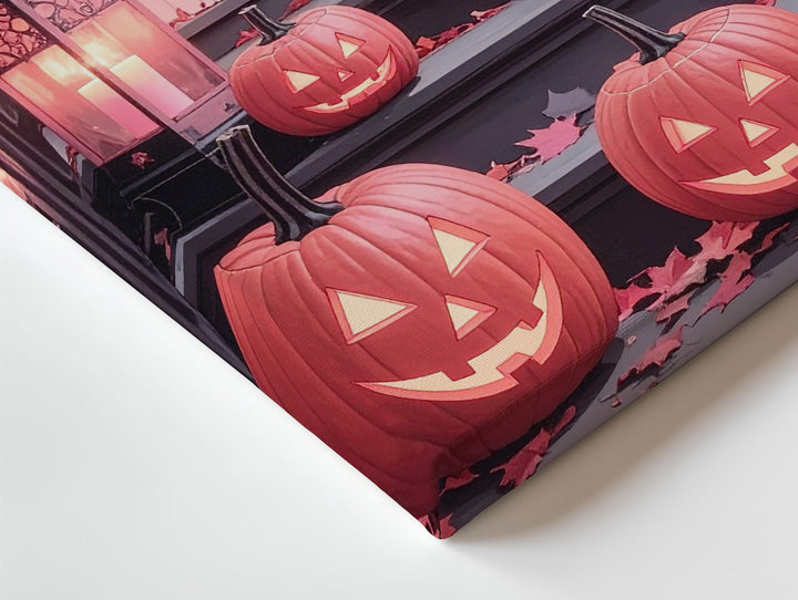 Pastel Glow Jack-o’-Lantern Canvas – Vibrant Fall Porch Art - Gifitto