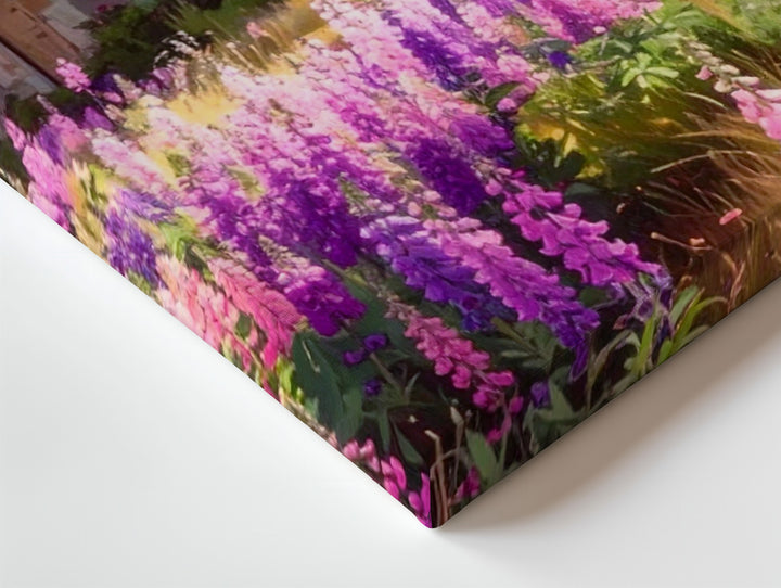 Blooming Sanctuary Canvas – Countryside Church with Foxgloves & Soft Sky - Gifitto