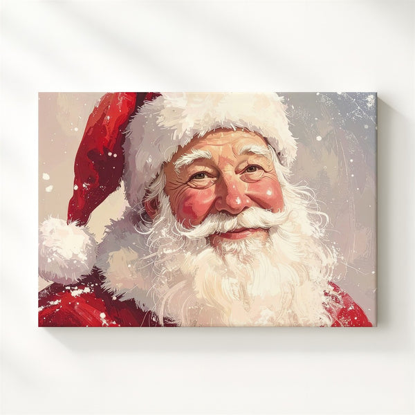 Cheerful Santa Portrait Canvas – Warm Holiday Smile with Twinkling Eyes - Gifitto