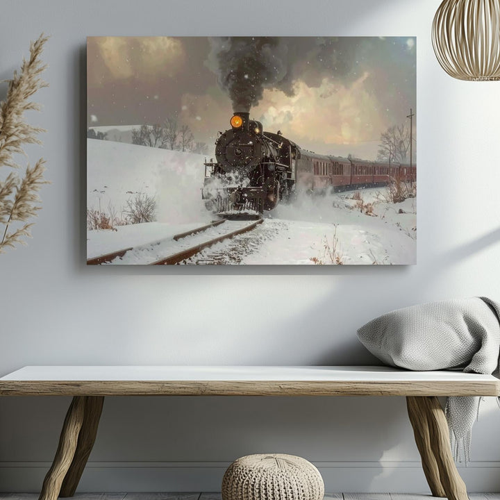 Classic Christmas Steam Train Canvas – Dramatic Winter Holiday Journey Art - Gifitto