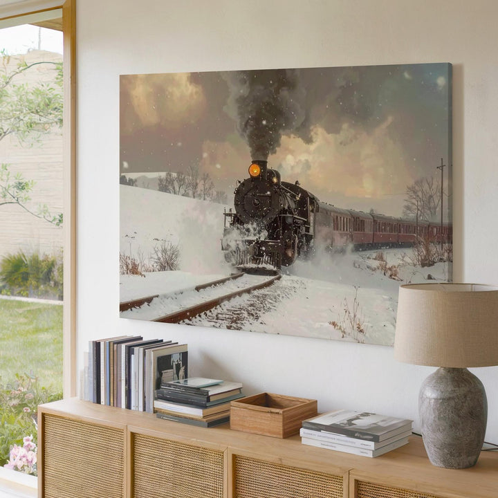 Classic Christmas Steam Train Canvas – Dramatic Winter Holiday Journey Art - Gifitto