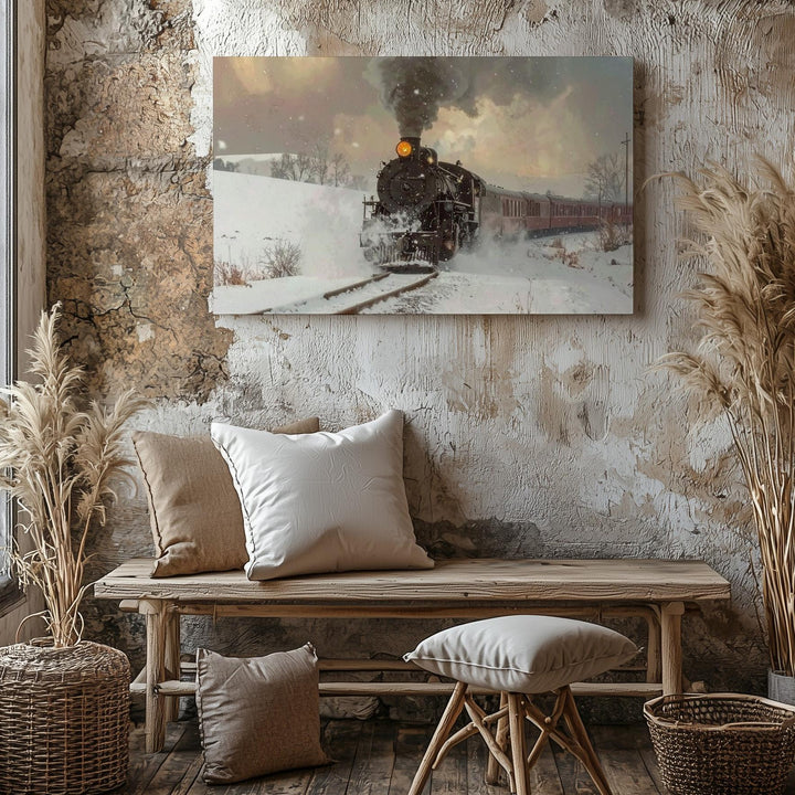 Classic Christmas Steam Train Canvas – Dramatic Winter Holiday Journey Art - Gifitto