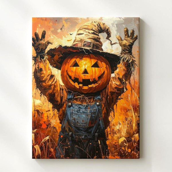 Sinister Scarecrow Canvas – Comic Horror Halloween Harvest Art - Gifitto