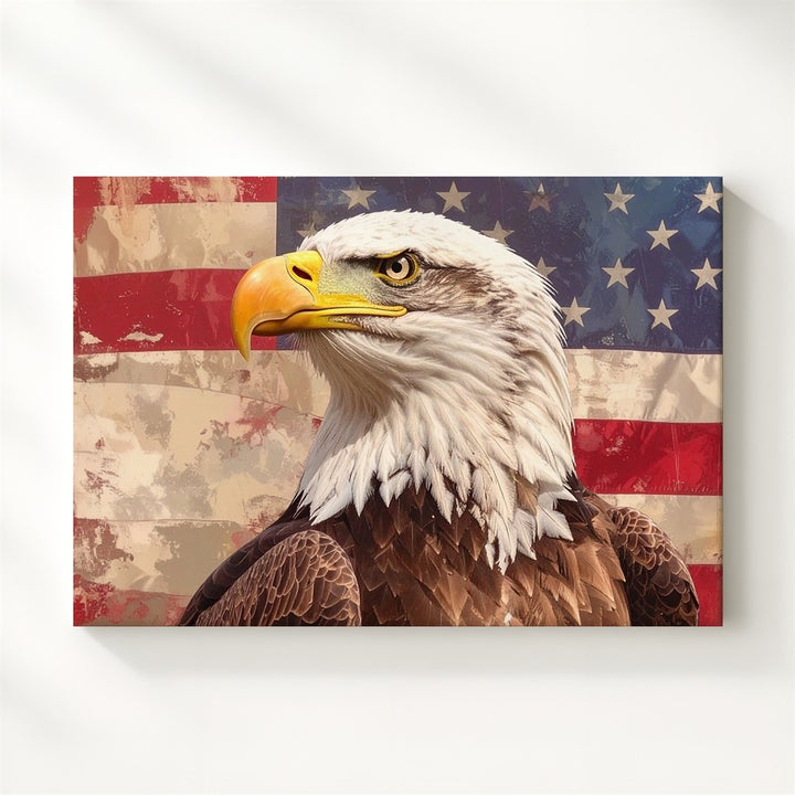 Bald Eagle & Flag Canvas – Bold Patriotic Symbol of Strength & Freedom - Gifitto