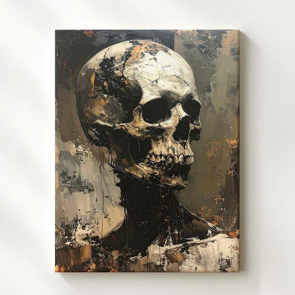 Textured Skull Canvas – Abstract Oil Horror Art for Halloween - Gifitto