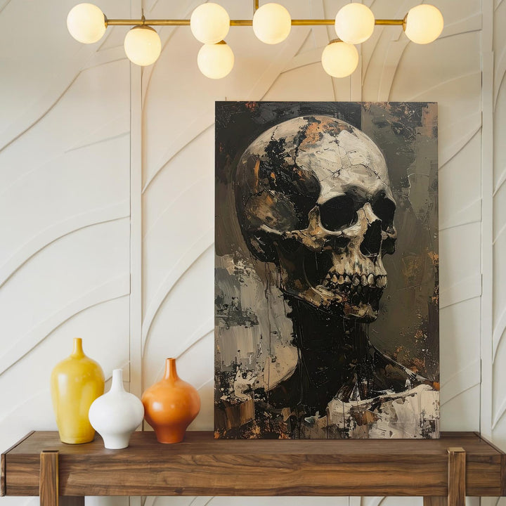 Textured Skull Canvas – Abstract Oil Horror Art for Halloween - Gifitto
