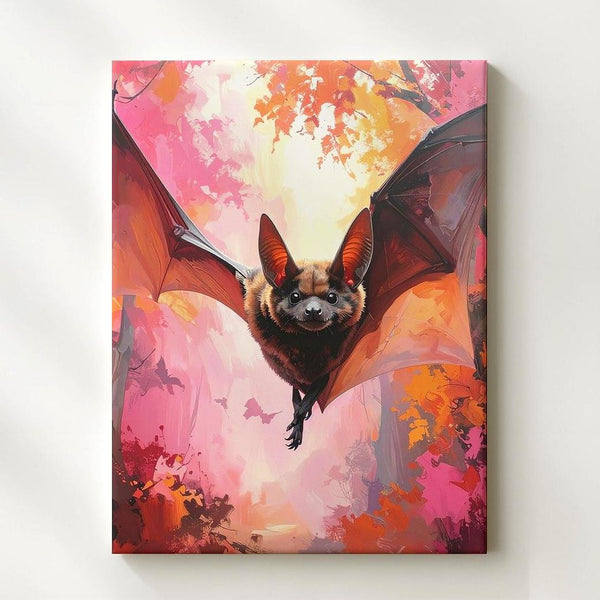 Autumn Bat Canvas – Eerie Wildlife Wall Art with Painterly Forest Glow - Gifitto