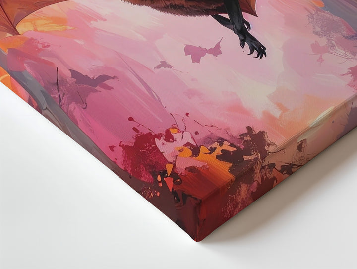 Autumn Bat Canvas – Eerie Wildlife Wall Art with Painterly Forest Glow - Gifitto