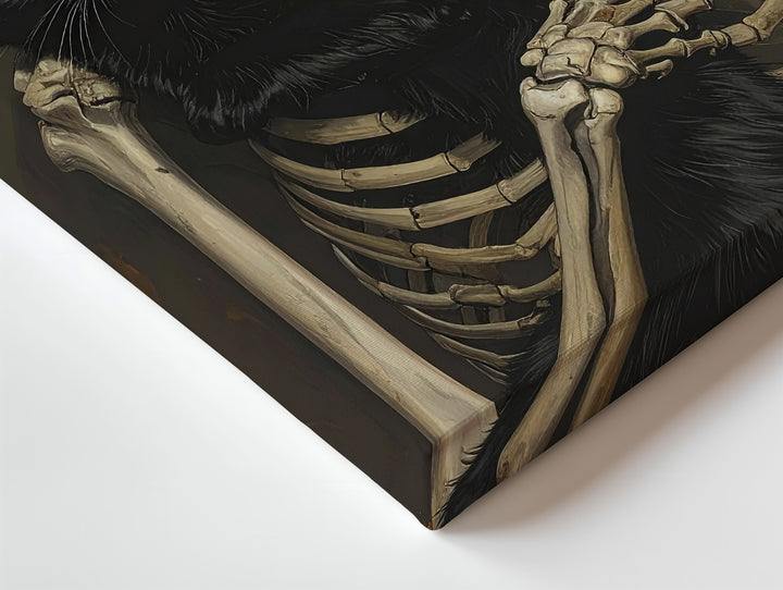 Tender Skeleton & Black Cat Canvas – Quiet Companionship & Halloween Warmth - Gifitto