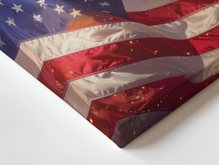 American Flag & Fireworks Canvas – Patriotic Night Celebration Wall Art - Gifitto