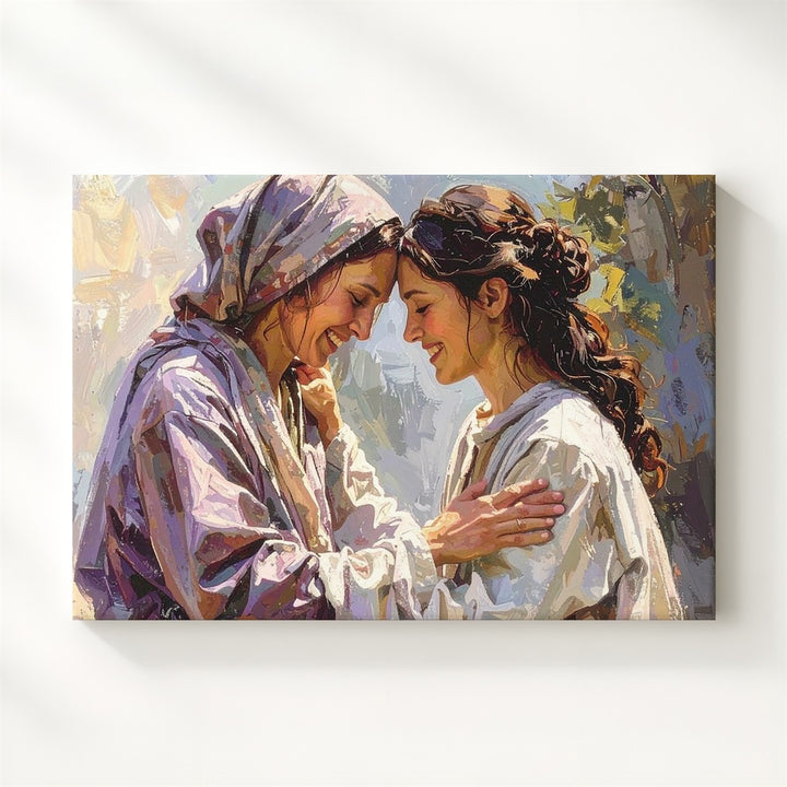 Sacred Reunion Canvas – Emotional Embrace in Hand-Drawn Spiritual Style - Gifitto