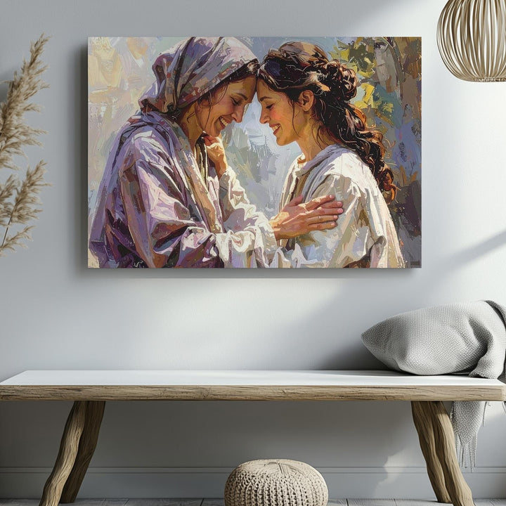 Sacred Reunion Canvas – Emotional Embrace in Hand-Drawn Spiritual Style - Gifitto