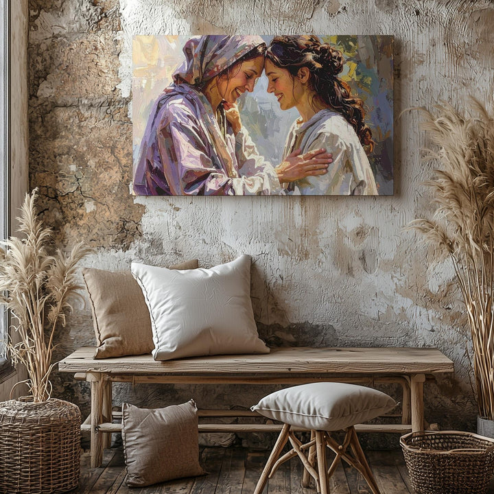Sacred Reunion Canvas – Emotional Embrace in Hand-Drawn Spiritual Style - Gifitto