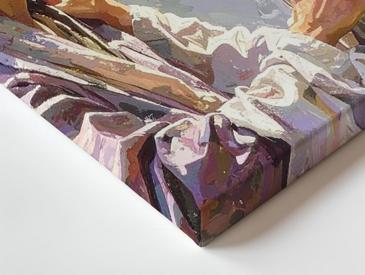 Sacred Reunion Canvas – Emotional Embrace in Hand-Drawn Spiritual Style - Gifitto