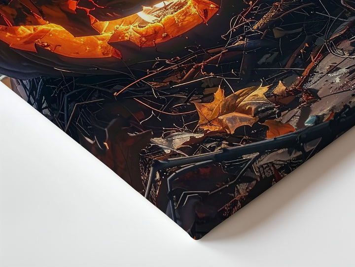 Sinister Jack-o’-Lantern Canvas – Fiery Halloween Nightmare Pumpkin Art - Gifitto