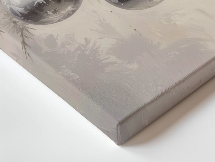 Silver Ornament Close-Up Canvas – Minimalist Elegant Christmas Decor - Gifitto