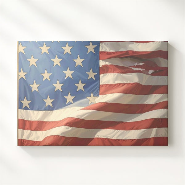 Vintage Close-Up American Flag Canvas – Minimalist Patriotic Texture Wall Art - Gifitto