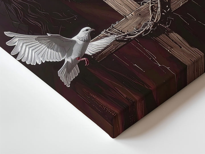 Jesus with Crown of Thorns and Doves Canvas – Christian Wall Art of Sacrifice, Sorrow, and Divine Peace - Gifitto
