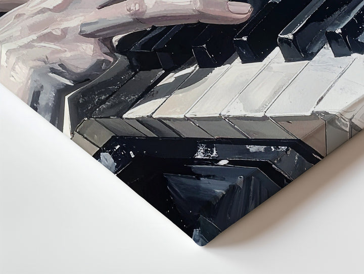 Ghostly Pianist Canvas – Haunted Hands on Worn Black-and-White Keys - Gifitto