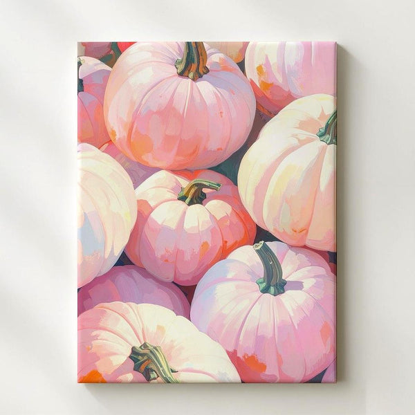 Blush Pumpkin Cluster Canvas – Elegant Pastel Fall Wall Art - Gifitto