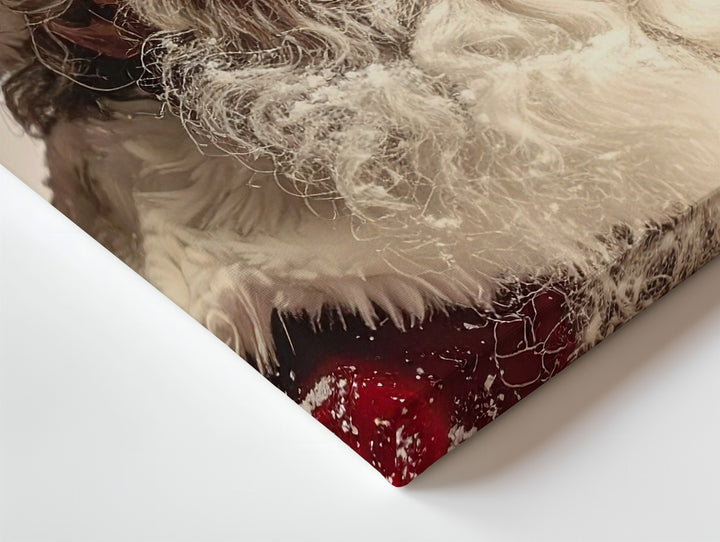 Gentle Santa Close-Up Canvas – Warm Holiday Smile in Soft Snowfall - Gifitto