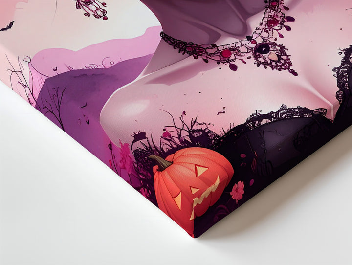 Elegant Skeleton Portrait Canvas – Día de los Muertos Art with Floral Crown & Jewelry - Gifitto