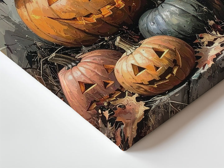 Mystical Pumpkin Cluster Canvas – Whimsical Halloween Forest Wall Art - Gifitto