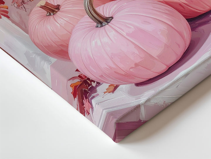 Blush Pumpkin Entryway Canvas – Soft Modern Halloween Decor with Florals - Gifitto