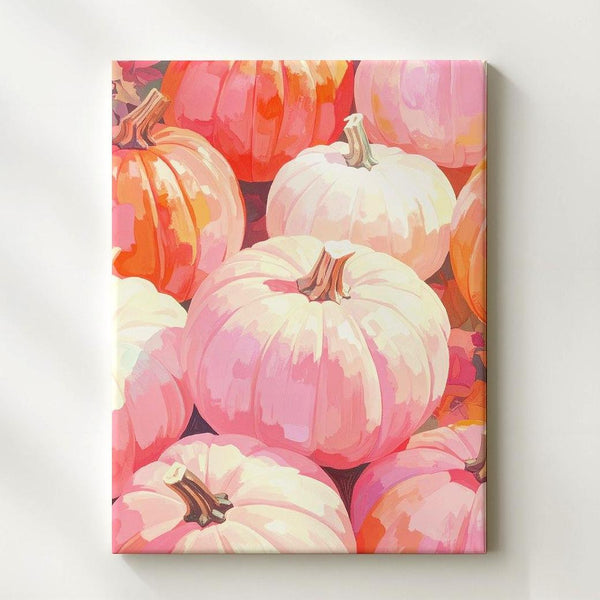 Blush & White Pumpkin Canvas – Painterly Pastel Fall Wall Art - Gifitto