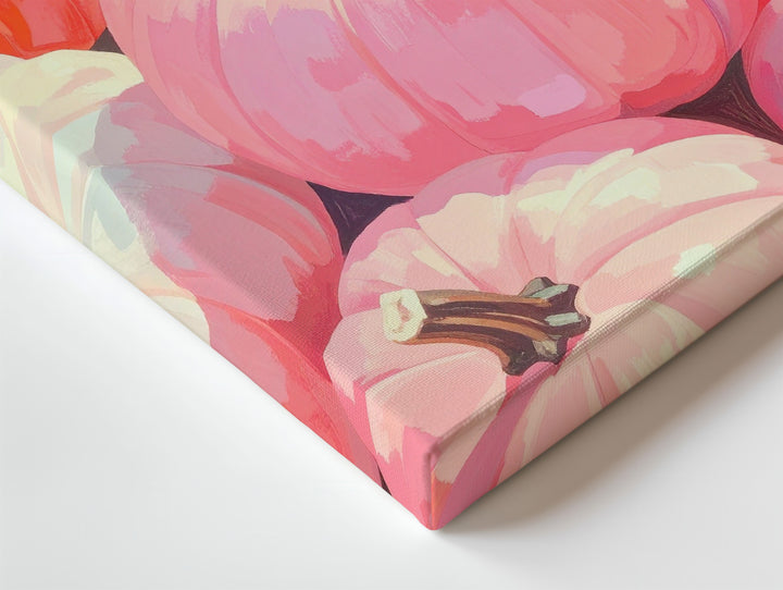 Blush & White Pumpkin Canvas – Painterly Pastel Fall Wall Art - Gifitto