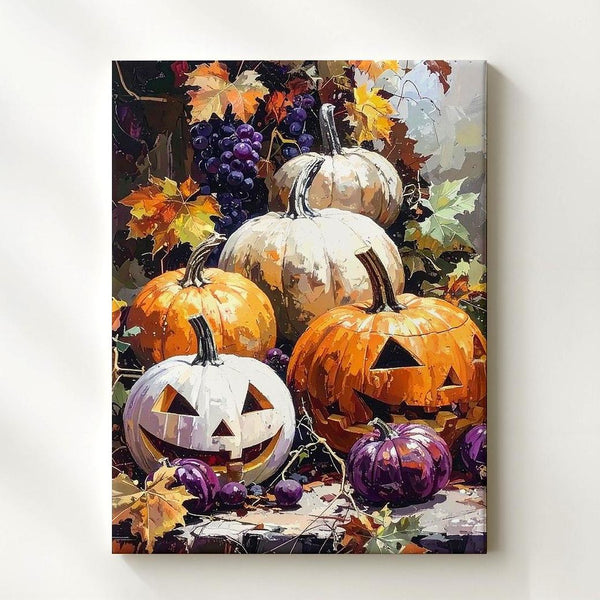 Harvest Pumpkin Cluster Canvas – Organic Autumn Elegance Wall Art - Gifitto