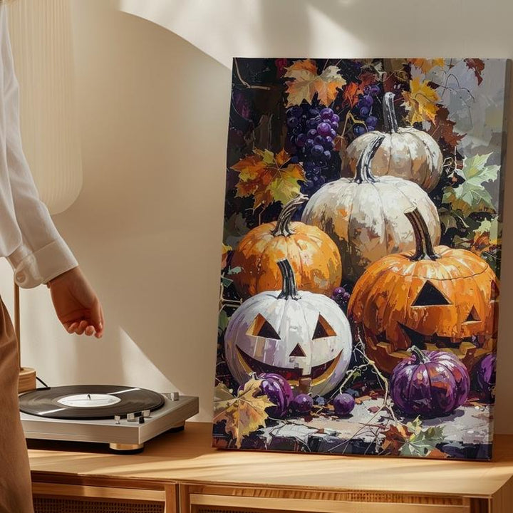 Harvest Pumpkin Cluster Canvas – Organic Autumn Elegance Wall Art - Gifitto
