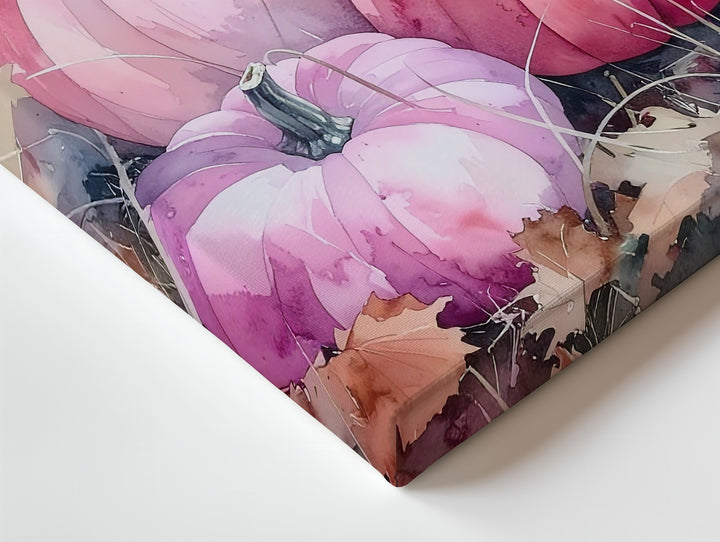 Pastel Pink Pumpkin Patch Canvas – Elegant Autumn Foliage Wall Art - Gifitto
