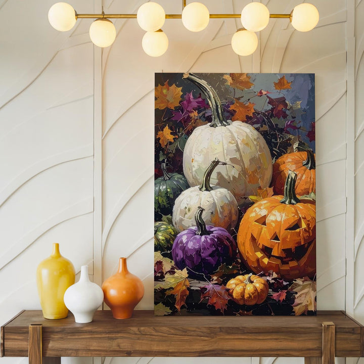 Elegant Harvest Pumpkin Canvas – Autumn Abundance Rustic Wall Art - Gifitto