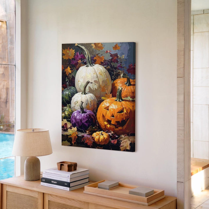 Elegant Harvest Pumpkin Canvas – Autumn Abundance Rustic Wall Art - Gifitto
