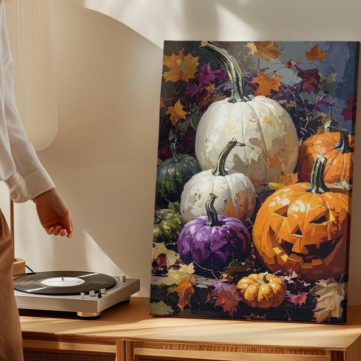 Elegant Harvest Pumpkin Canvas – Autumn Abundance Rustic Wall Art - Gifitto