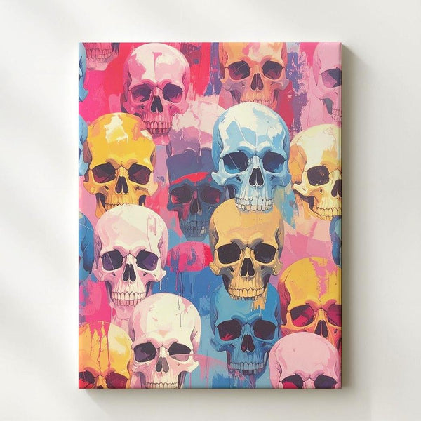 Pop Art Skull Pattern Canvas – Bold & Playful Day of the Dead Decor - Gifitto