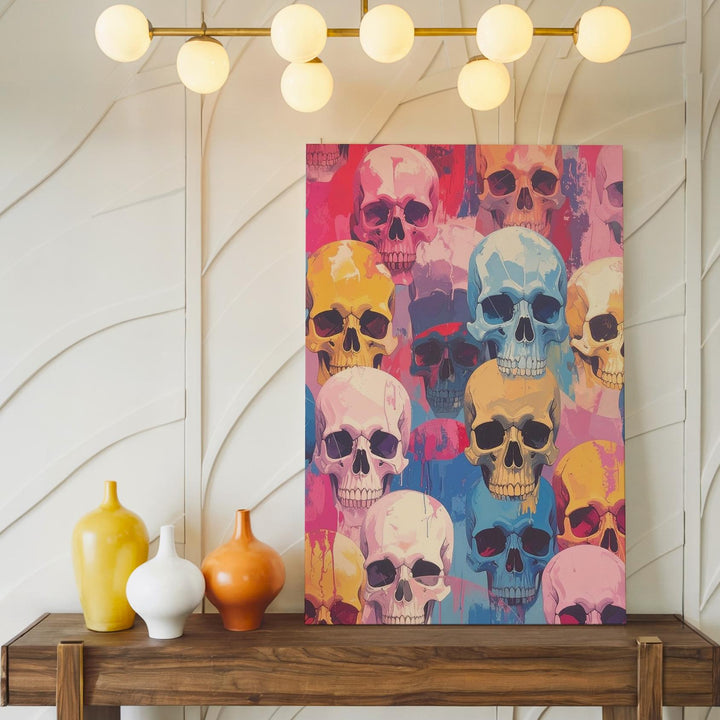 Pop Art Skull Pattern Canvas – Bold & Playful Day of the Dead Decor - Gifitto