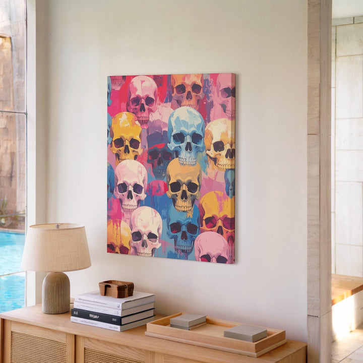 Pop Art Skull Pattern Canvas – Bold & Playful Day of the Dead Decor - Gifitto