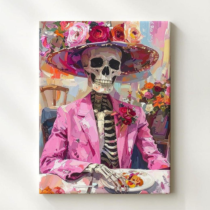 Colorful Skeleton Celebration Canvas – Día de los Muertos Festive Art - Gifitto