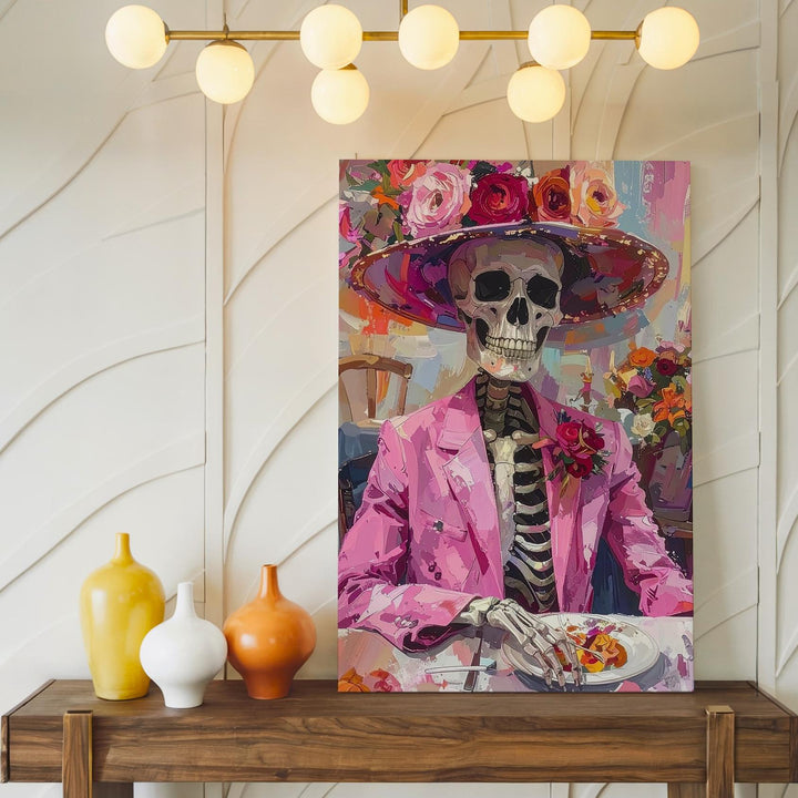 Colorful Skeleton Celebration Canvas – Día de los Muertos Festive Art - Gifitto