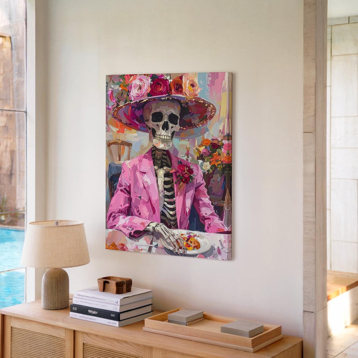 Colorful Skeleton Celebration Canvas – Día de los Muertos Festive Art - Gifitto