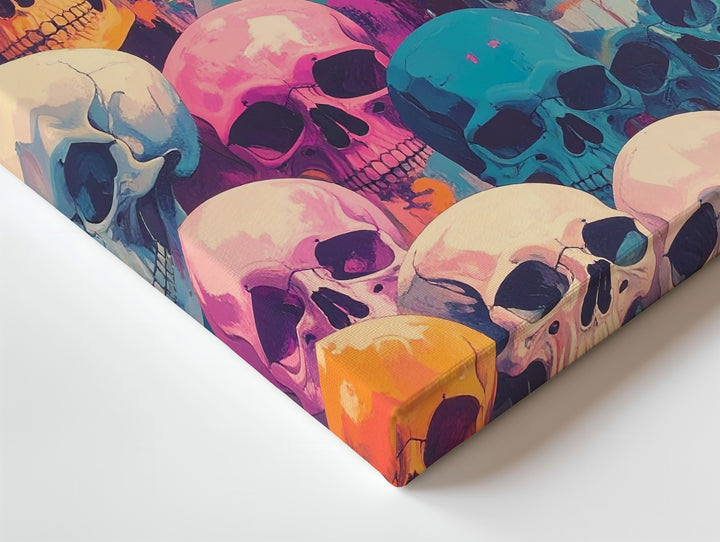 Vivid Skull Collage Canvas – Pop Art Halloween & Día de los Muertos Decor - Gifitto