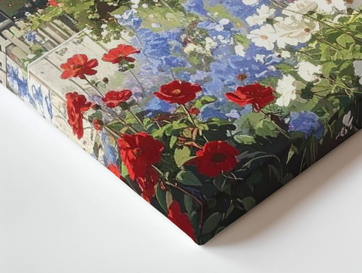 Cottage Garden Glory Canvas – Red, White & Blue Florals with American Flag Wall Art - Gifitto