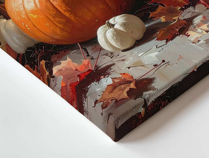 Cozy Autumn Candle & Pumpkin Canvas – Warm Thanksgiving Still Life Art - Gifitto
