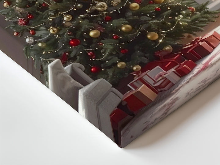 Cozy Christmas Interior Canvas – Warm Tree & Hearth Holiday Scene - Gifitto