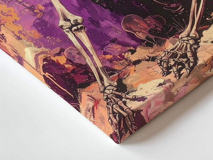 Glowing Eye Skeleton Canvas – Dramatic Purple & Orange Horror Art - Gifitto