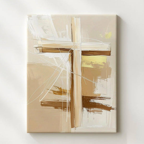 Abstract Brushstroke Cross Canvas – Modern Christian Wall Art of Faith and Artistic Expression - Gifitto
