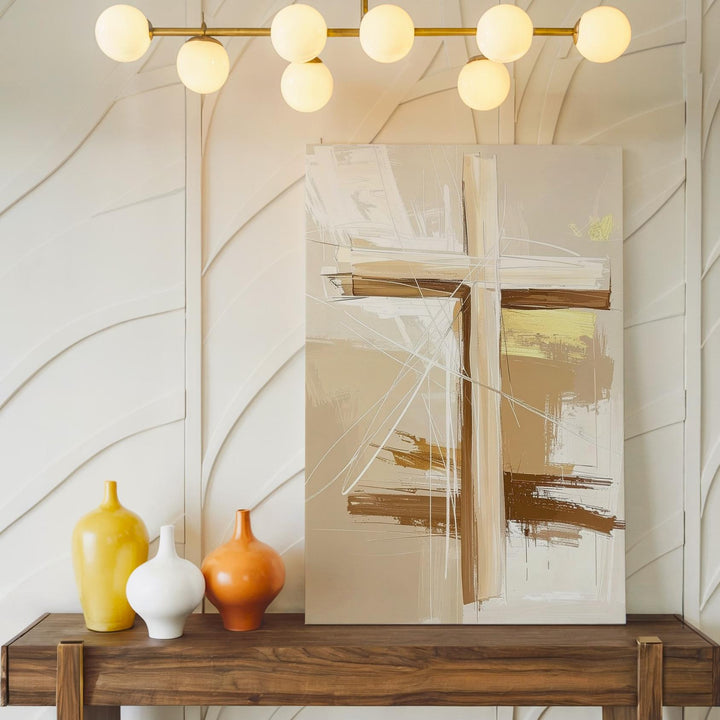 Abstract Brushstroke Cross Canvas – Modern Christian Wall Art of Faith and Artistic Expression - Gifitto