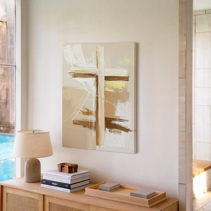Abstract Brushstroke Cross Canvas – Modern Christian Wall Art of Faith and Artistic Expression - Gifitto